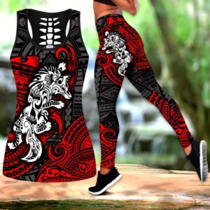 Wolf Hollow Out Tank Top And Leggings VT4