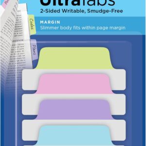 Avery Margin Ultra Tabs, 2.5" x 1", 2-Side Writable, Assorted Pastel Colors, 24 Repositionable Tabs (74769)