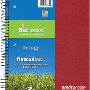 Roaring Spring Environotes College Ruled 1 Subject Recycled Spiral Notebook, Assorted Earthtone Covers,11" x 9" 160 Sheets (Pack of 1)