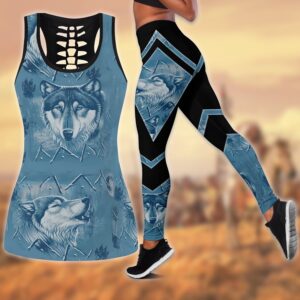 Wolf Hollow Out Tank Top And Leggings VT2