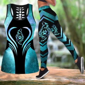 Wolf Hollow Out Tank Top And Leggings PV1