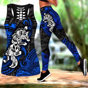 Wolf Hollow Out Tank Top And Leggings TN3