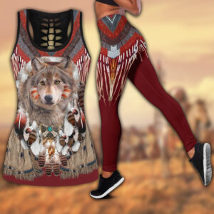 Wolf Hollow Out Tank Top And Leggings VN22C