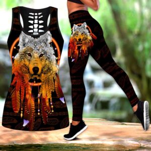 Wolf Hollow Out Tank Top And Leggings LT4