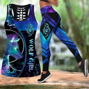 Wolf Hollow Out Tank Top And Leggings TH1