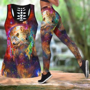 Wolf Hollow Out Tank Top And Leggings TB4