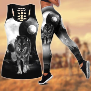 Wolf Hollow Out Tank Top And Leggings TD22C