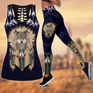 Wolf Hollow Out Tank Top And Leggings TN1