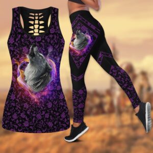 Wolf Hollow Out Tank Top And Leggings TN2