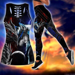 Wolf Hollow Out Tank Top And Leggings TL11C