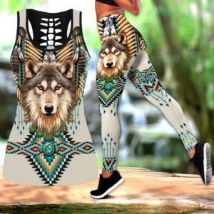 Wolf Hollow Out Tank Top And Leggings TB2