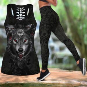 Wolf Hollow Out Tank Top And Leggings VT3