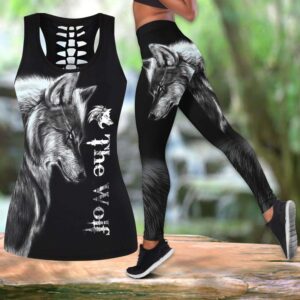 Wolf Hollow Out Tank Top And Leggings TL1