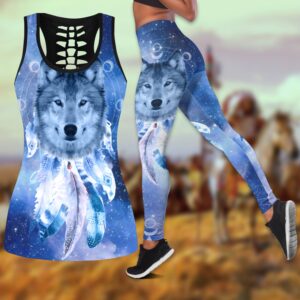 Wolf Hollow Out Tank Top And Leggings TD2