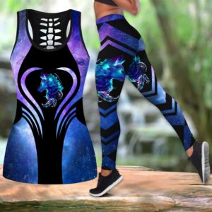 Wolf Hollow Out Tank Top And Leggings VT1