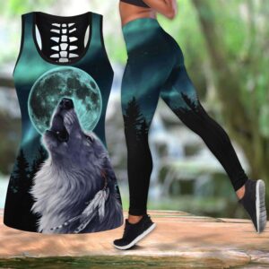 Wolf Hollow Out Tank Top And Leggings TL2