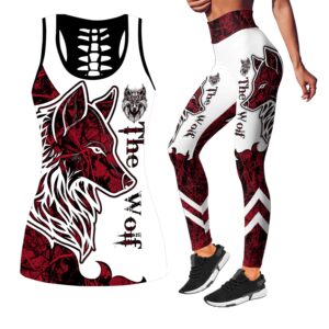 Wolf Hollow Out Tank Top And Leggings TL3