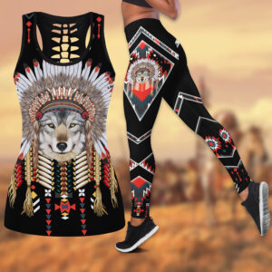 Wolf Hollow Out Tank Top And Leggings TD11C