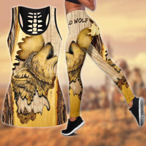 Wolf Hollow Out Tank Top And Leggings TN11C