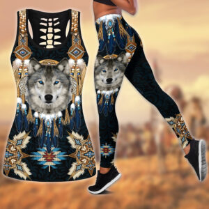 Wolf Hollow Out Tank Top And Leggings TN44C