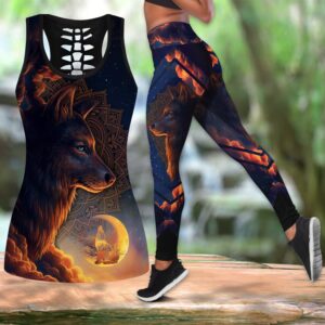 Wolf Hollow Out Tank Top And Leggings TB1