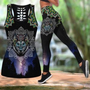 Wolf Hollow Out Tank Top And Leggings TB3