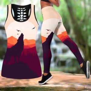 Wolf Hollow Out Tank Top And Leggings PV2