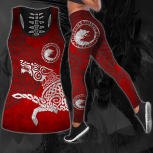 Wolf Hollow Out Tank Top And Leggings TN55C