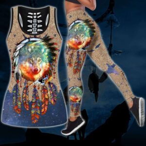 Wolf Hollow Out Tank Top And Leggings TL4