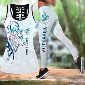 Wolf Hollow Out Tank Top And Leggings TH3