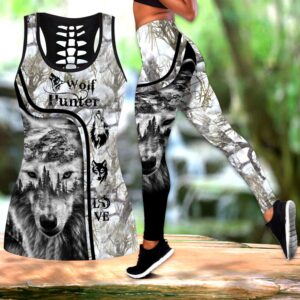 Wolf Hollow Out Tank Top And Leggings LT3